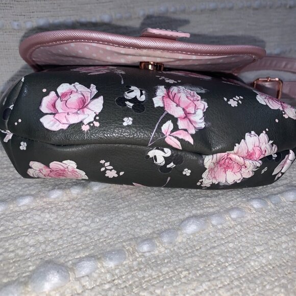 Disney LOUNGEFLY Minnie Mouse Pink Floral Saddle Bag Crossbody Purse - Picture 5 of 15